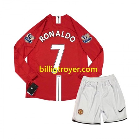 Billige Fotballdrakter Manchester United Cristiano Ronaldo 7 2007 Barn Retro Hjemmedraktsett Langermet